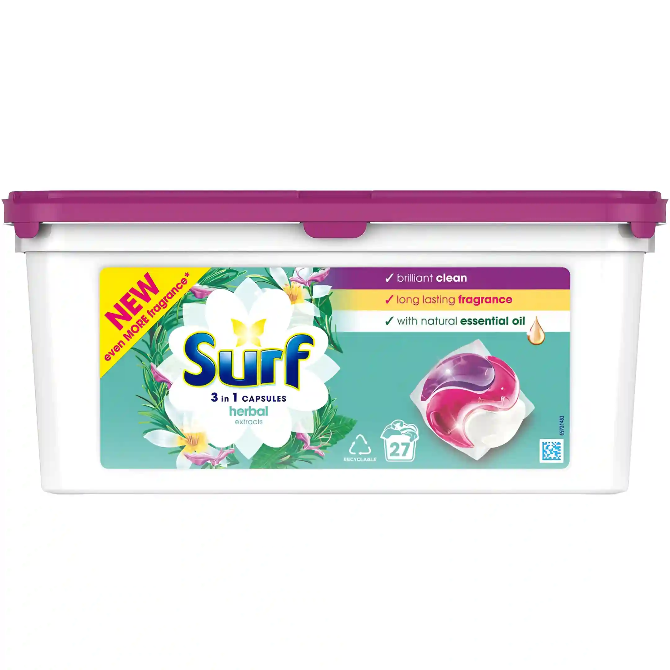 قرص ماشین لباسشویی سارف با رایحه گل Surf 3 in 1 Herbal بسته 27 عددی