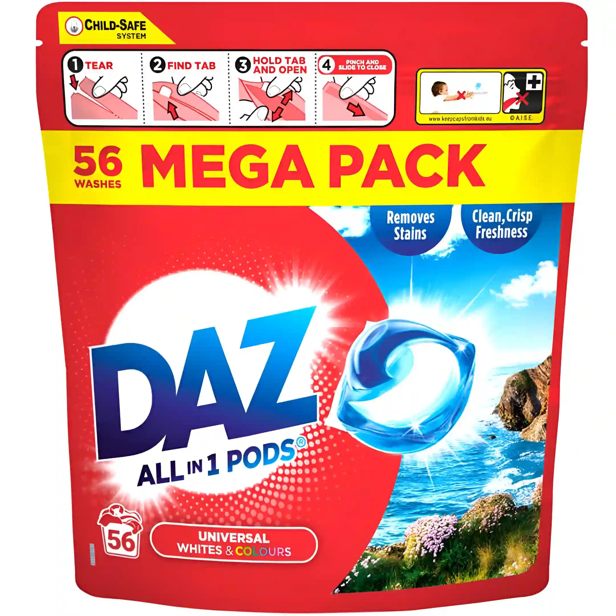 قرص ماشین لباسشویی داز با رایحه دریایی DAZ All in 1 PODS Washing بسته ۵۶ عددی