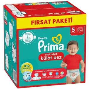 پوشک بچه سایز پنج پریما بسته 56 عددی Prima Aktif bebek | مناسب وزن های 12 تا 17 کیلوگرم