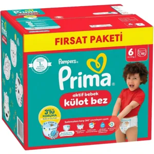 پوشک بچه سایز شش پریما بسته 52 عددی Prima Aktif bebek | مناسب وزن های 12 تا 19 کیلوگرم