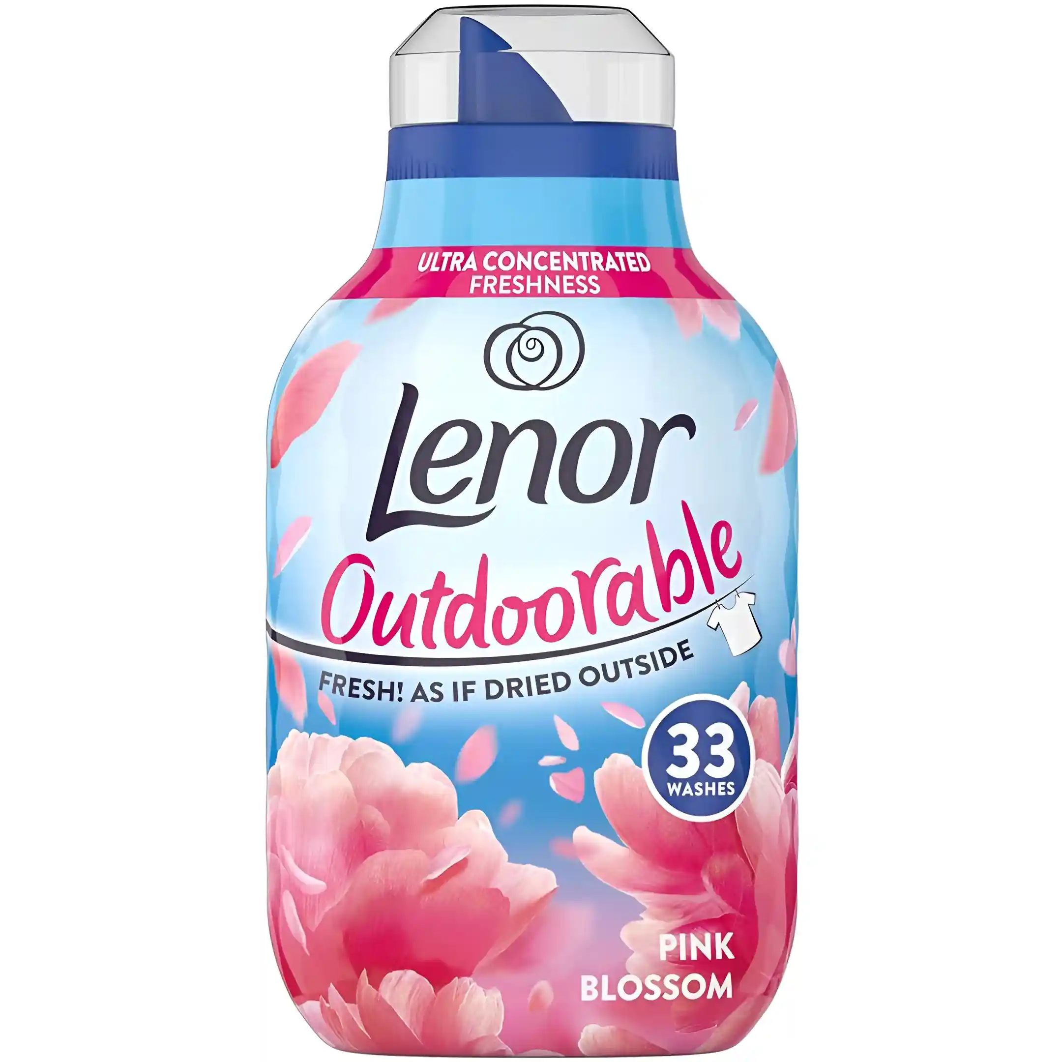نرم کننده لباس لنور با رایحه شکوفه صورتی Lenor Outdoorable Pink Blossom حجم 490 میل
