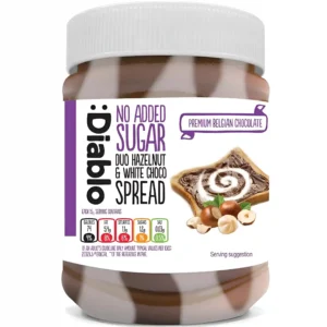 شکلات فندق و شکلات سفید دیابلو بدون شکر افزوده Diablo Duo Hazelnut & White Choco Spread وزن ۳۵۰ گرم