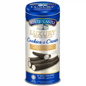ویفر رولی وايت کستل با کرم کوکی و خامه White Castle Cookies & Cream وزن 300 گرم