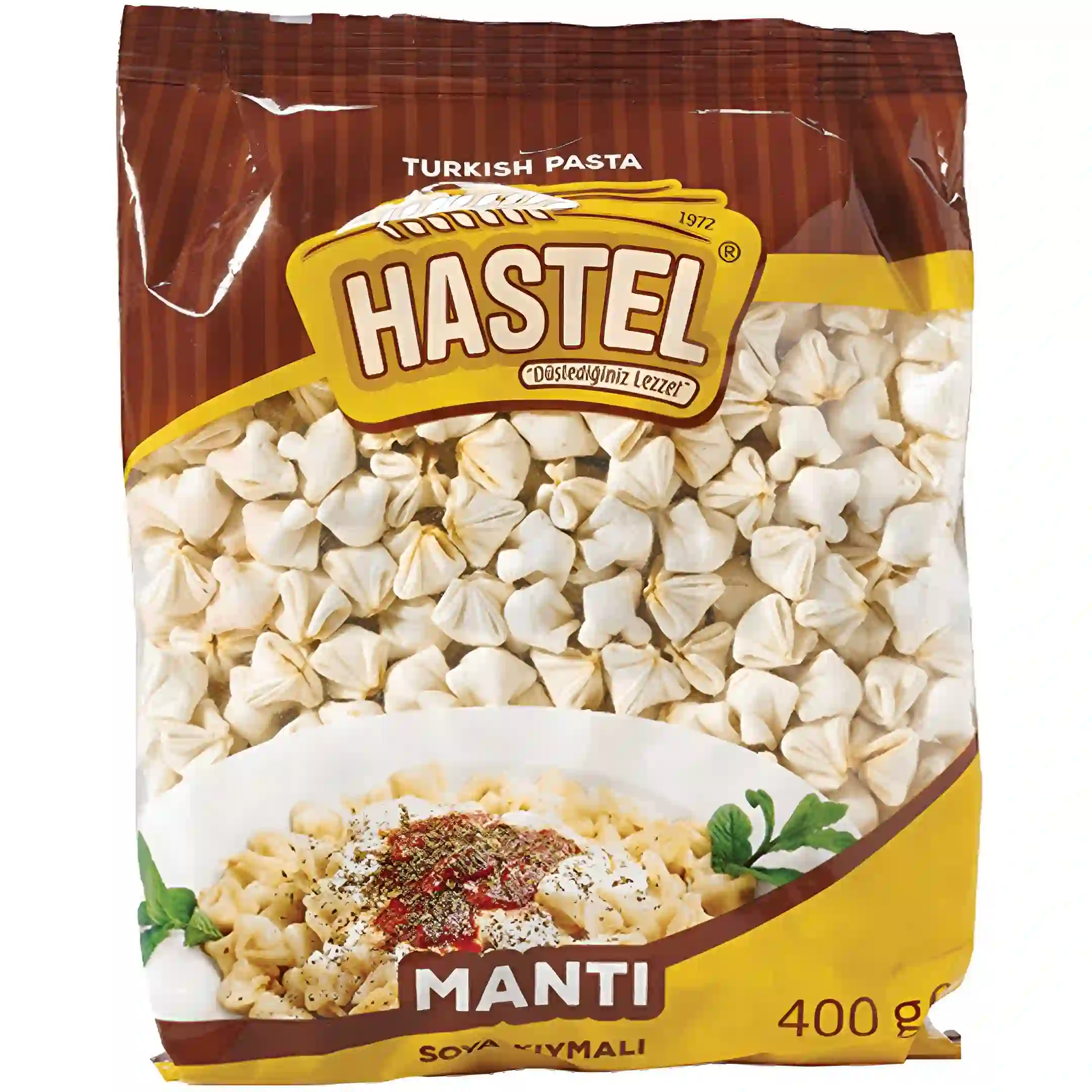 مانتی هاستل با سس سویا و گوشت چرخ...