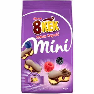 مینی کیک اولکر با روکش کاکائو و سس میوه جنگلی Ulker 8Kek Orman Meyveli وزن ۱۶۲ گرم