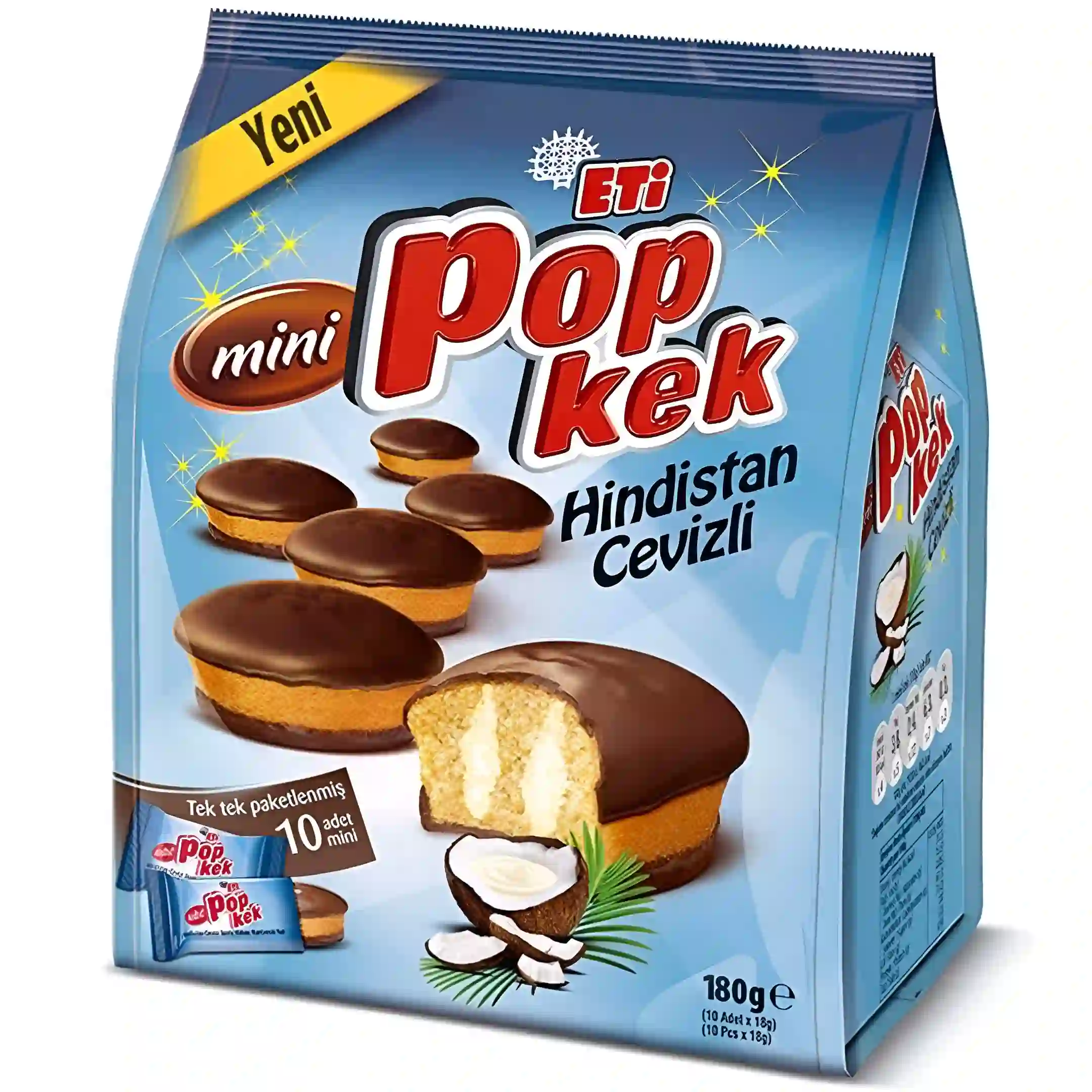 مینی کیک اتی پاپ کیک Eti Pop Kek با مغز نارگیلی 10 عددی 180 گرم
