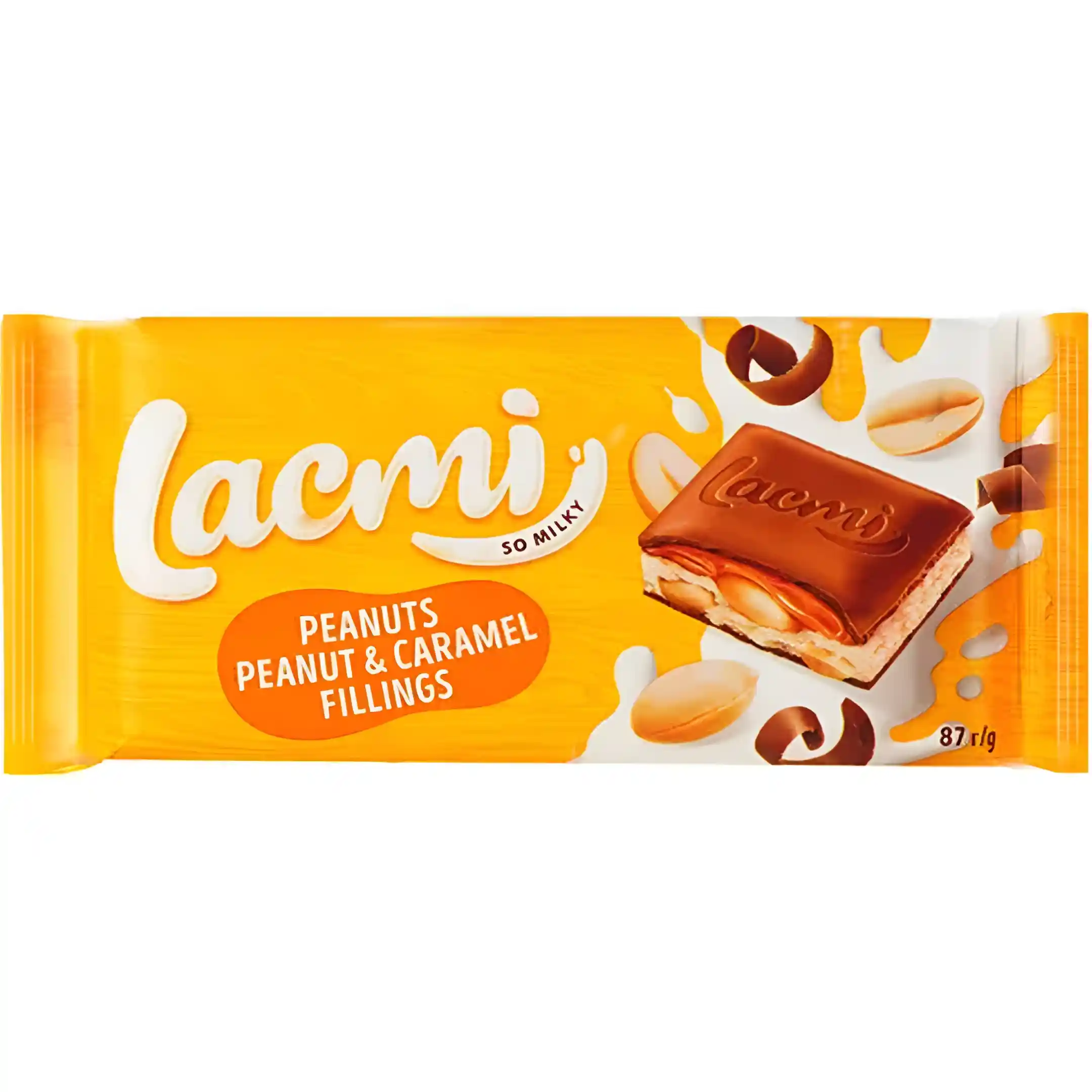 شکلات شیری روشن لاکمی مغز بادام زمینی کارامل...