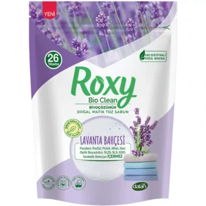 پودر صابون ماشین لباسشویی رکسی با رایحه اسطوخودوس Roxy Lavanta Bahcesi وزن 800 گرم
