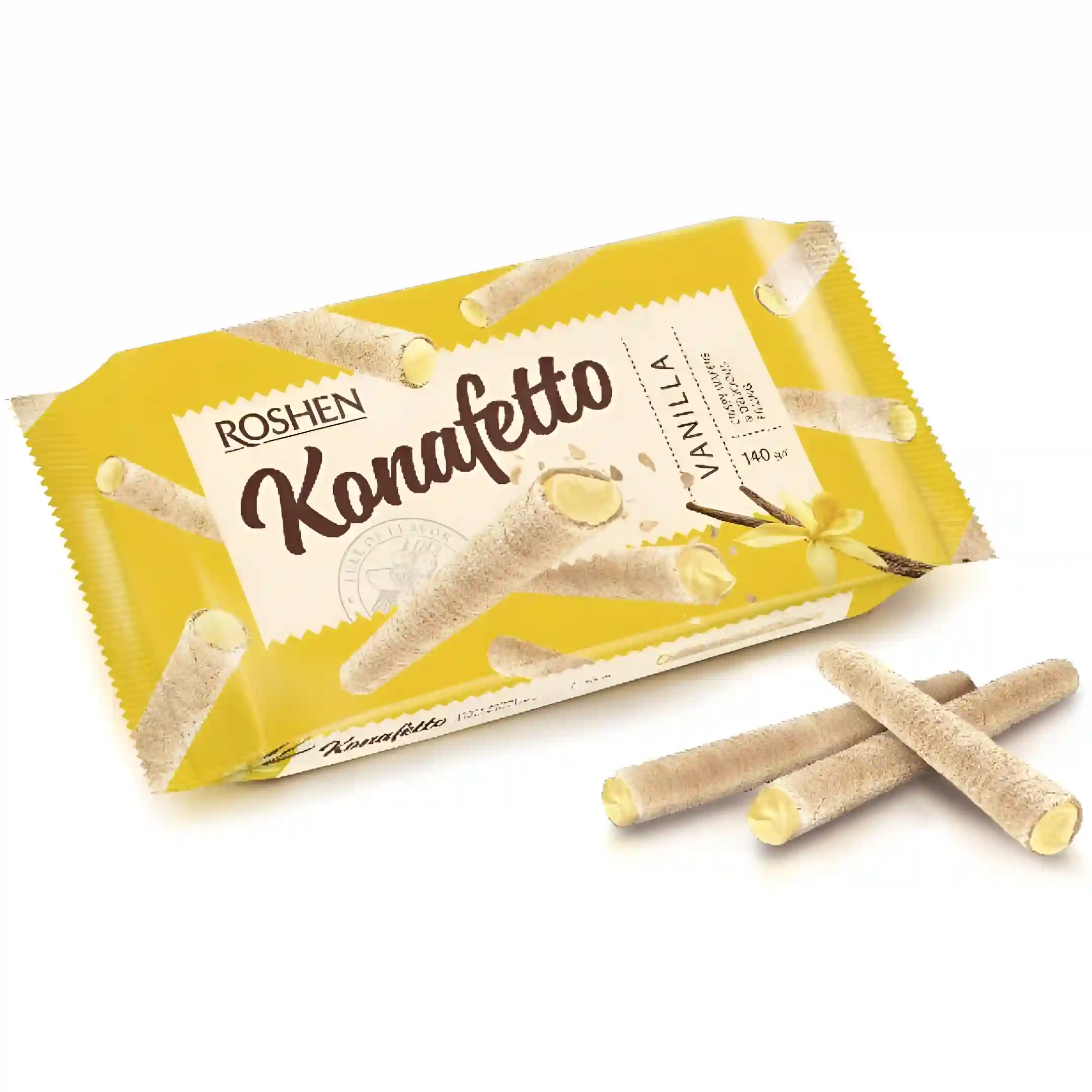 ویفر رولی کونافتو وانیلی روشن Roshen Konafetto وزن 140 گرم