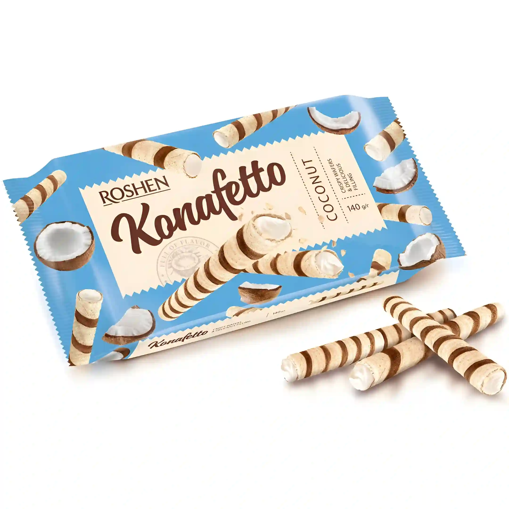 ویفر رولی کونافتو نارگیلی روشن Roshen Konafetto وزن...