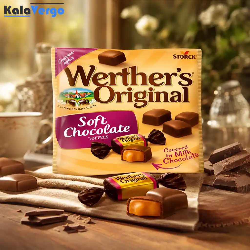 شکلات تافی وردرز اورجینال Werther's Original با مغز کرم کارامل بسته 1 کیلویی