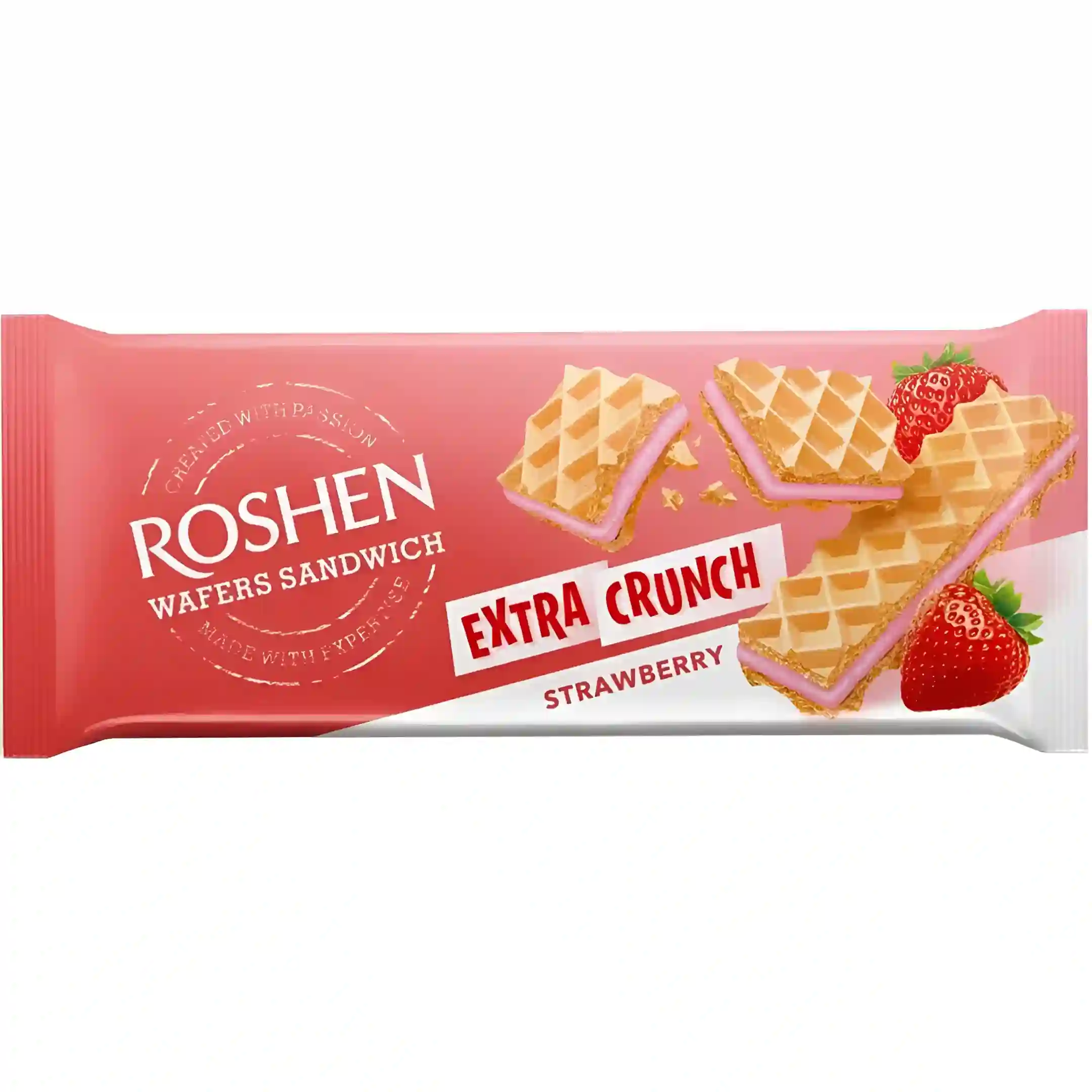 ویفر اکسترا کرانچ روشن با کرم توت فرنگی Roshen Extra Crunch Strawberry Cream وزن 142 گرم