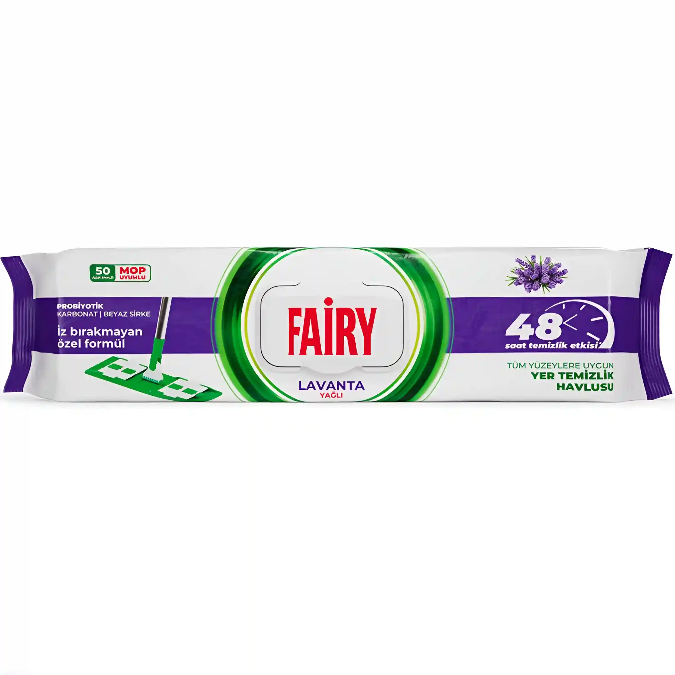 دستمال مرطوب مخصوص طی فیری با رایحه اسطوخودوس Fairy Lavanta Yagli بسته 50 عددی