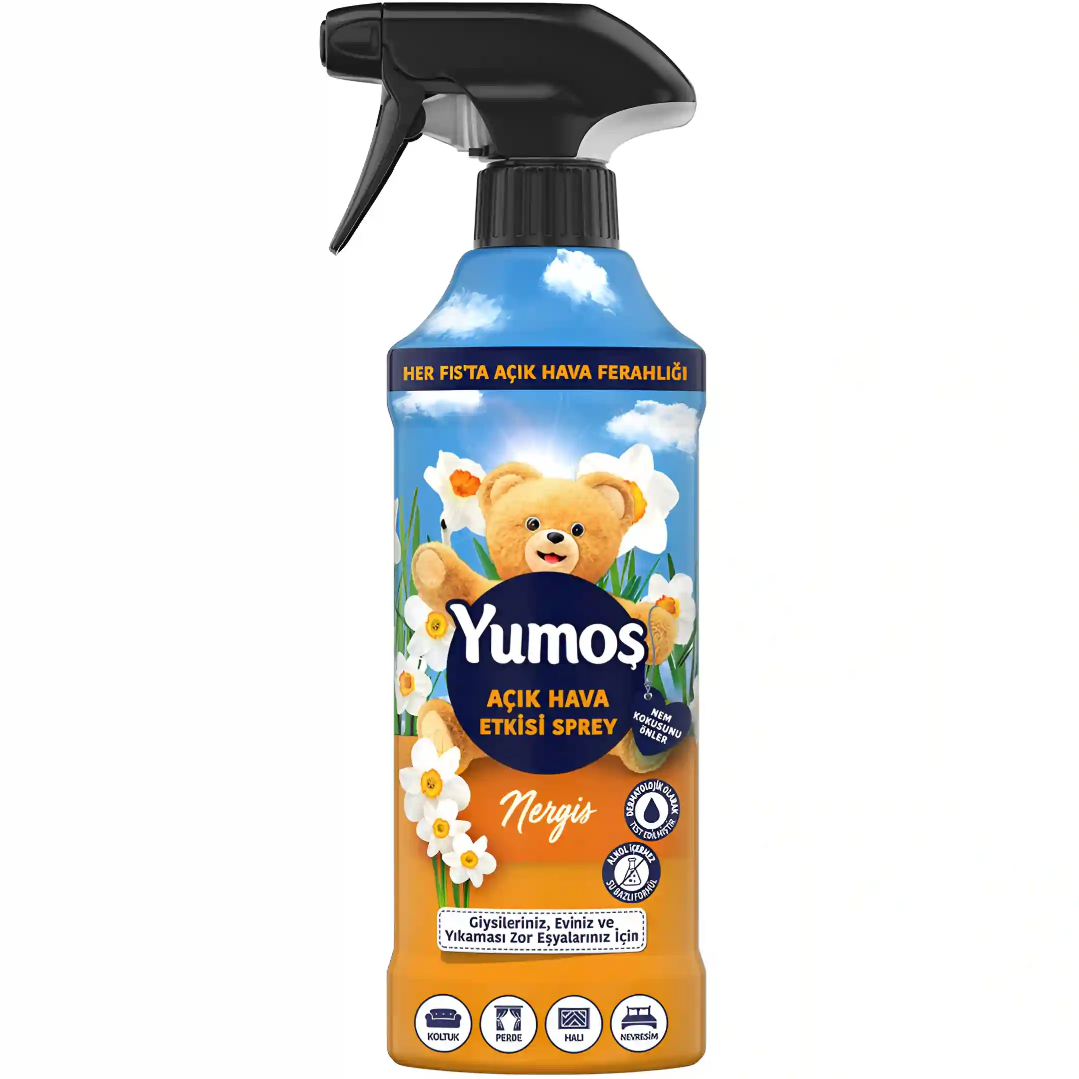اسپری خوشبو کننده هوا و لباس یوموش با رایحه گل نرگس Yumos Nergis حجم 450 میل