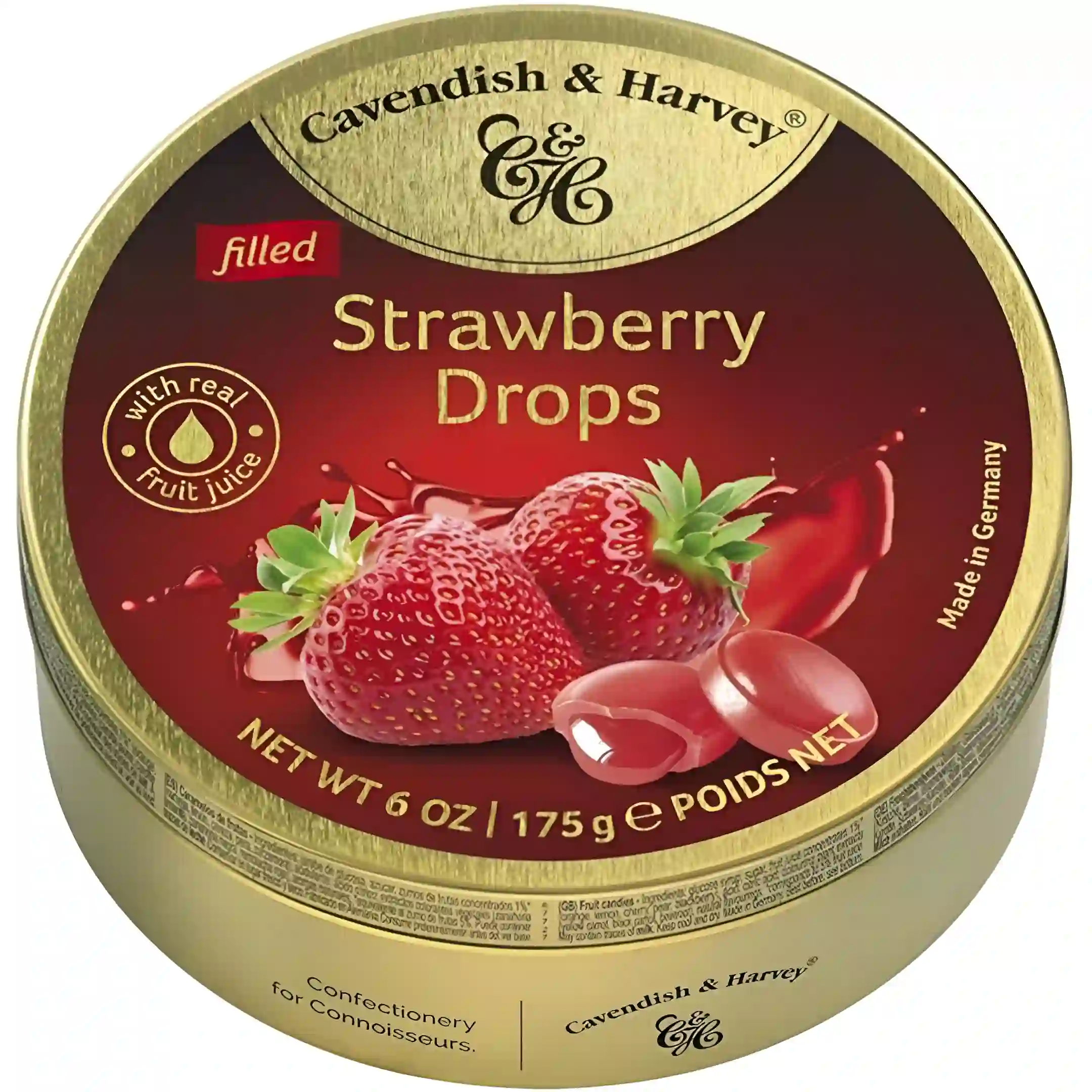 آبنبات کاوندیش Cavendish با طعم توت فرنگی Strawberry Drops وزن 200 گرم