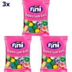 آدامس بادکنکی توپی فینی Fini مدل Bubble Gum Balls وزن 90 گرم 3 عددی