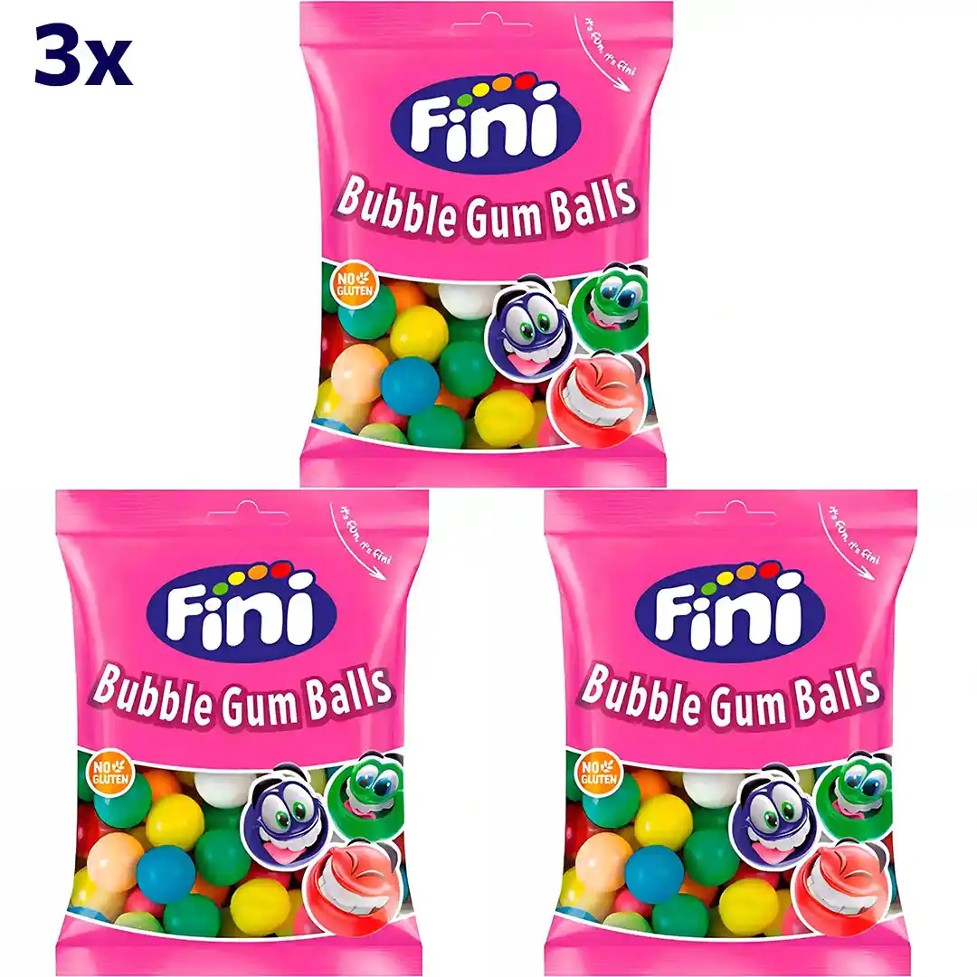 آدامس بادکنکی توپی فینی Fini مدل Bubble Gum Balls وزن 90 گرم 3 عددی