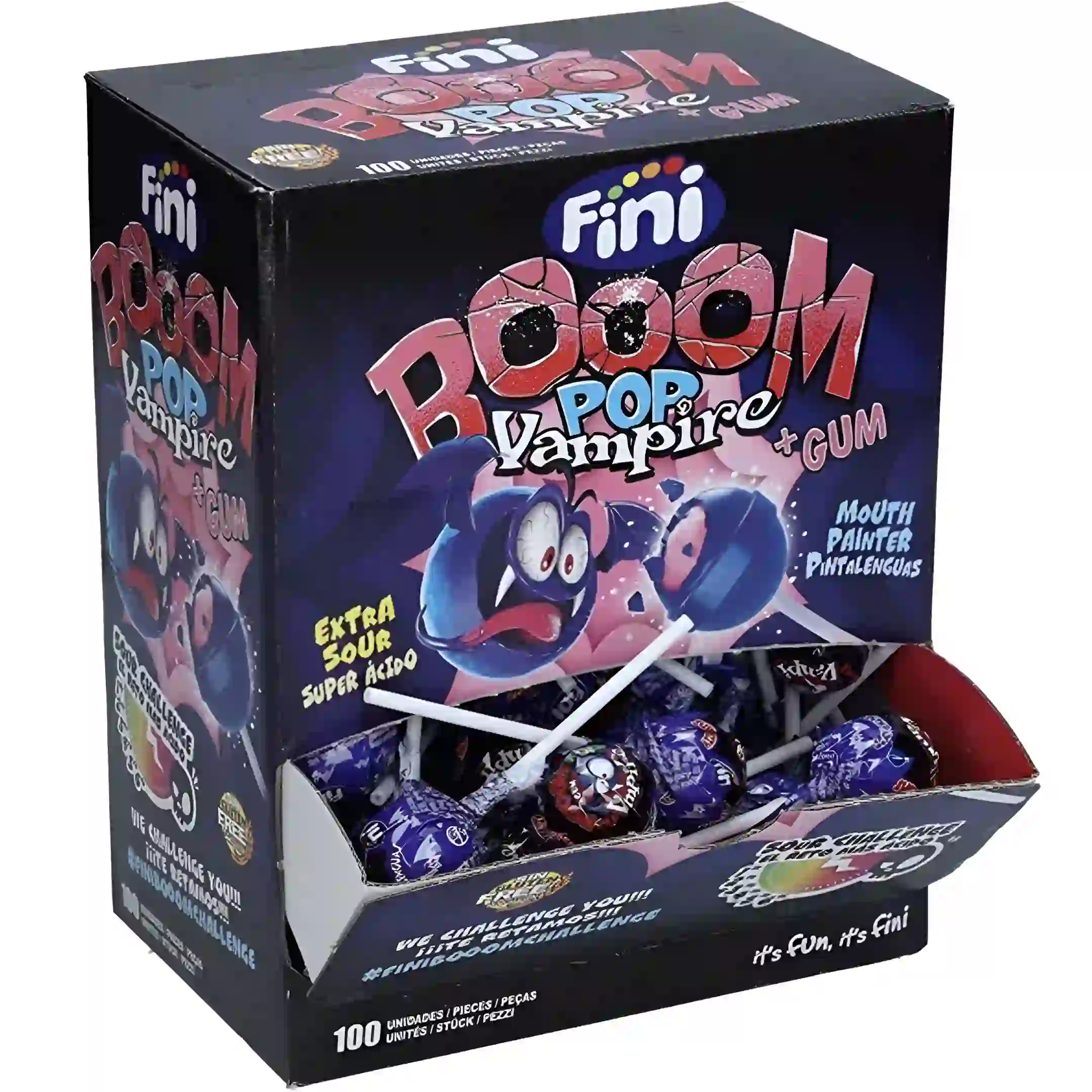 آبنبات چوبی ترش فینی Fini مغزدار آدامسی طرح...