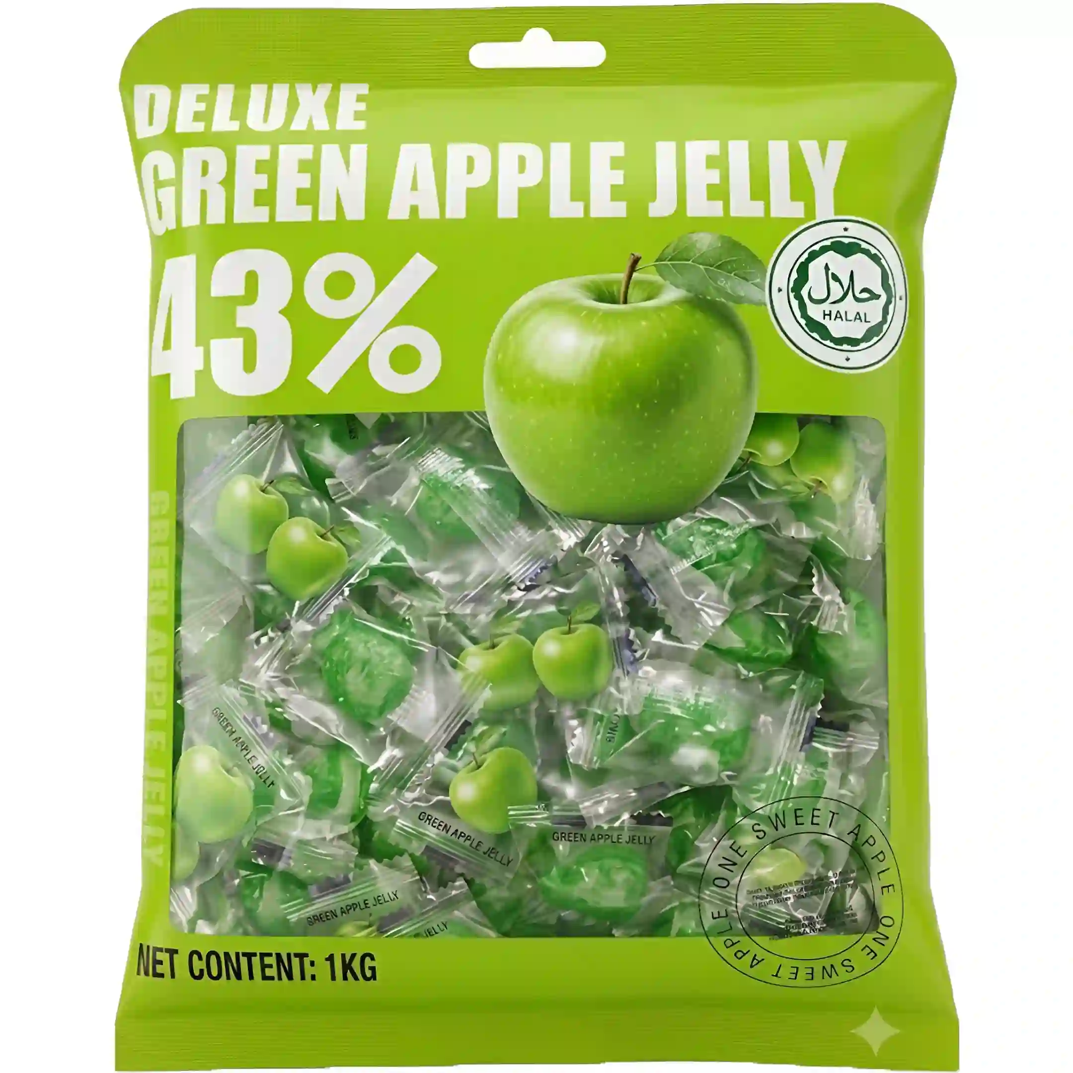 پاستیل دیلوکس Deluxe Green Apple Jelly حاوی 43%...