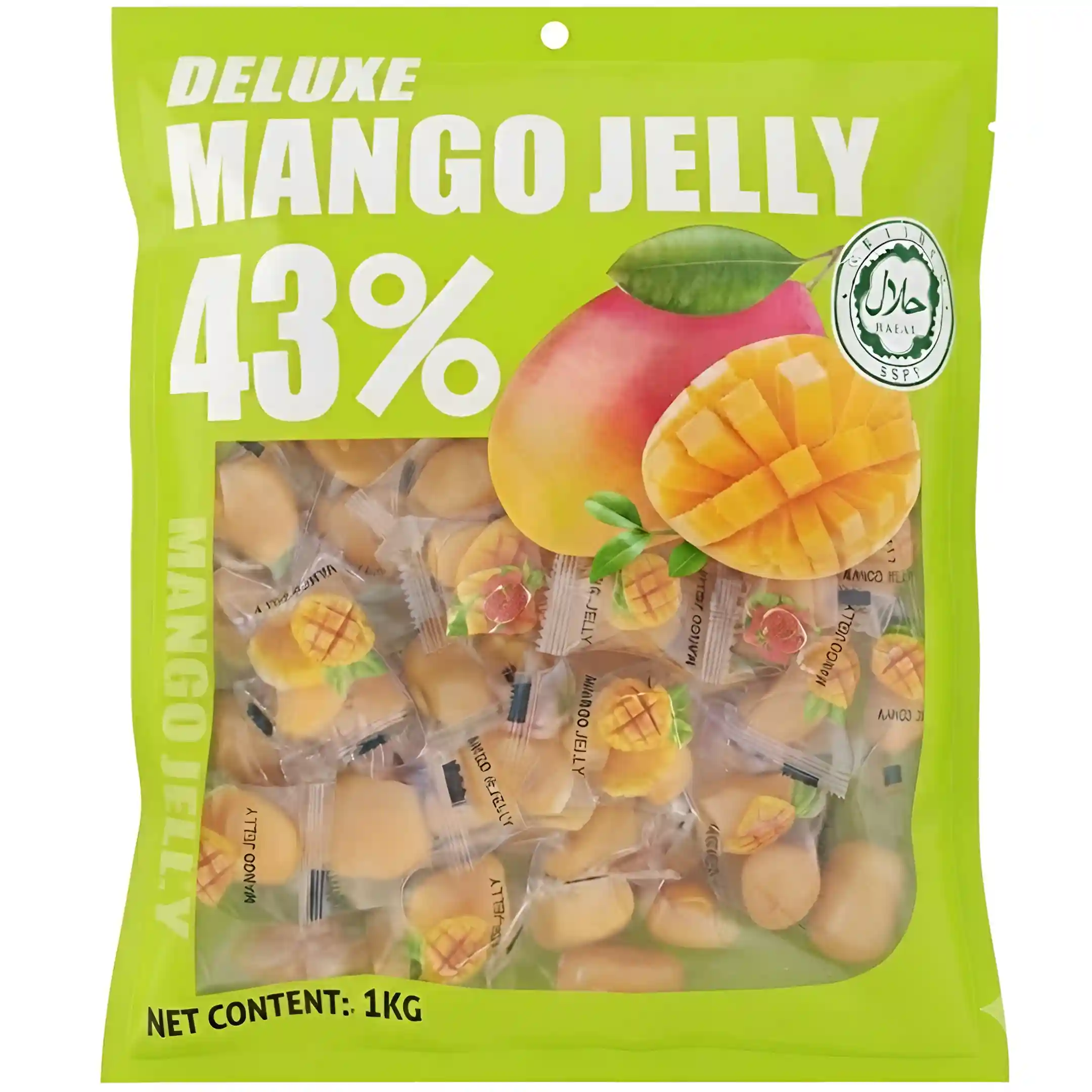 پاستیل دیلوکس Deluxe Mango Jelly حاوی 43% میوه طبیعی با طعم انبه شکری بسته 1 کیلویی