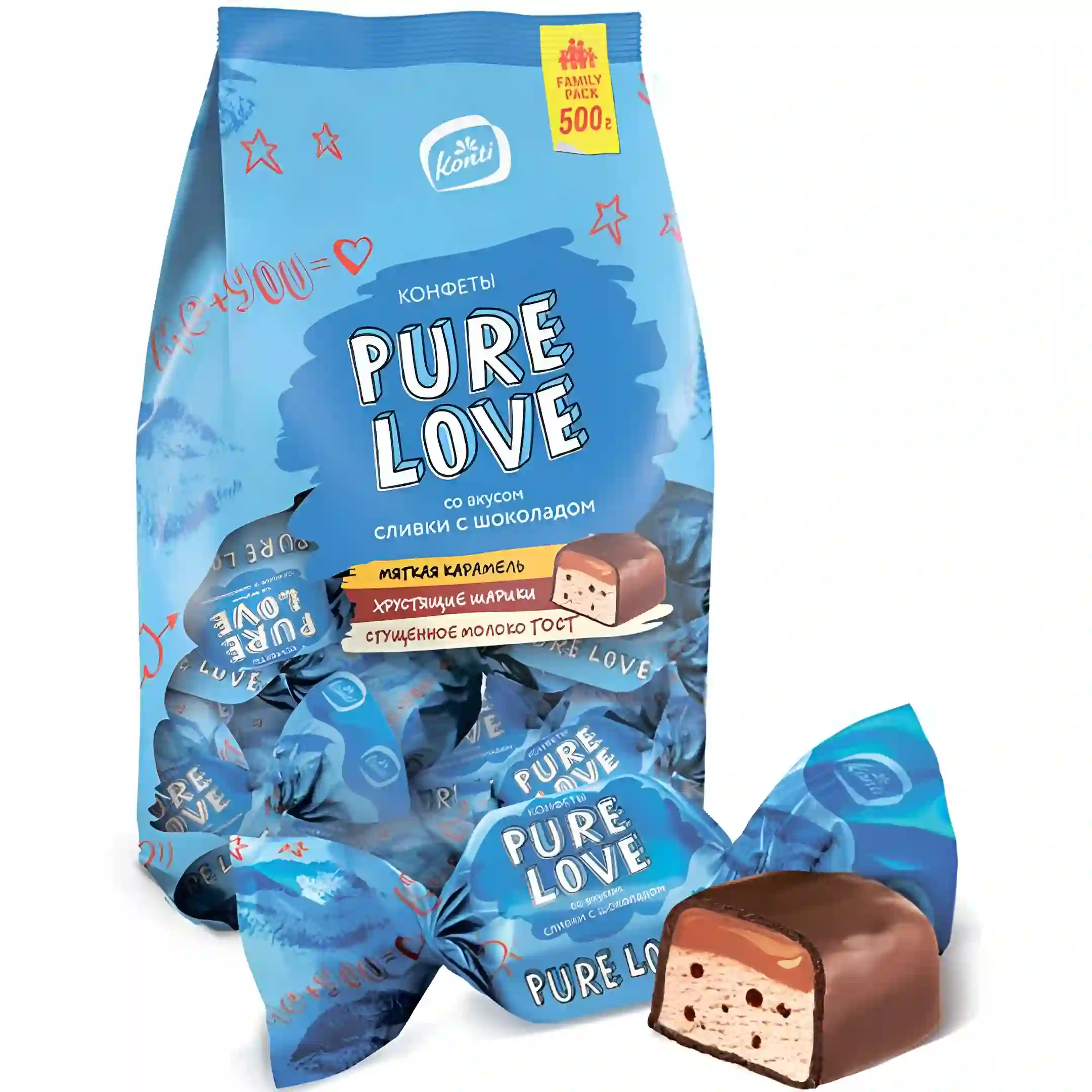 شکلات کنتی Konti مدل Pure Love با کرم...