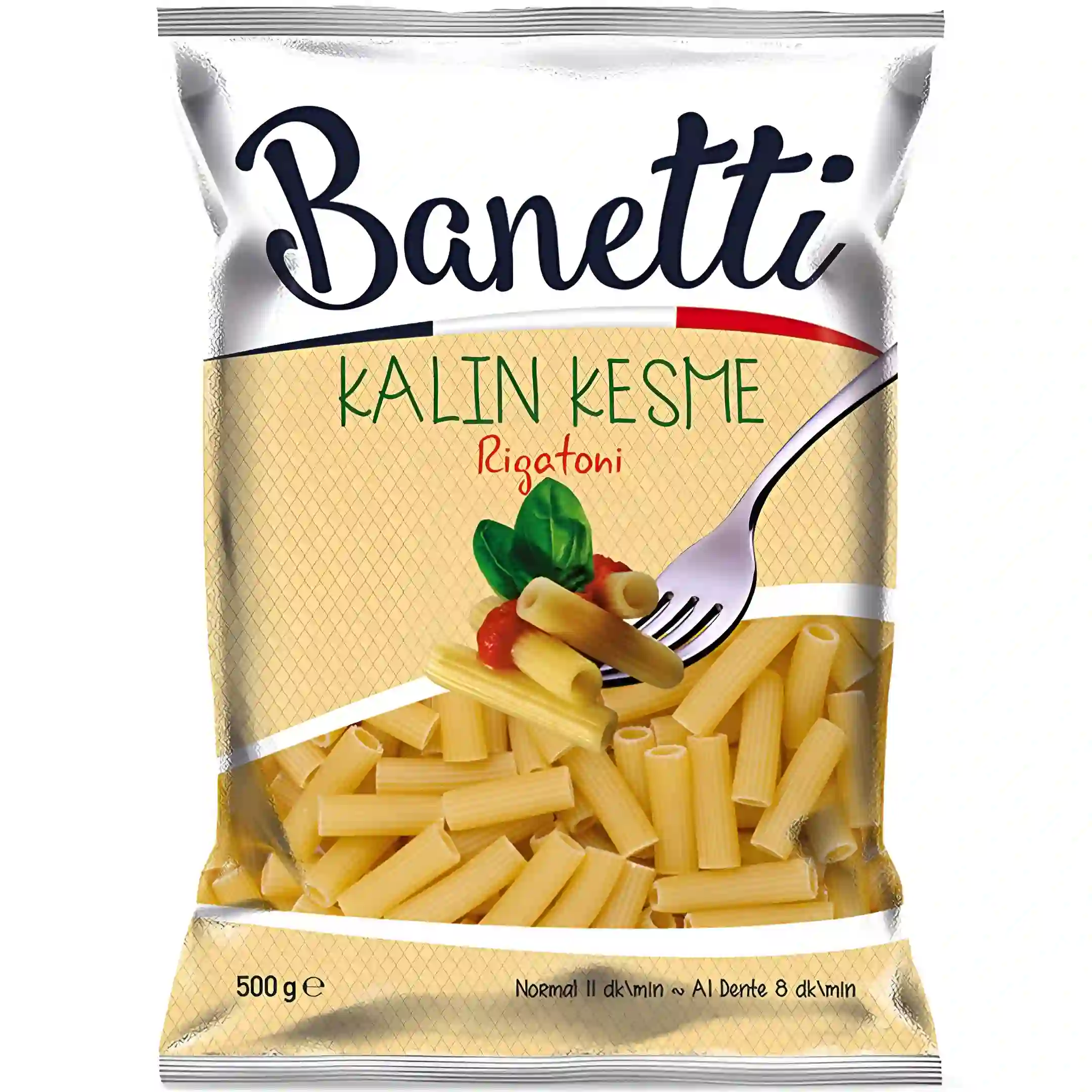 ماکارونی فرمی لوله ای ریگاتونی بانتی Banetti Kalin Kesme Rigatoni بسته ۵۰۰ گرمی