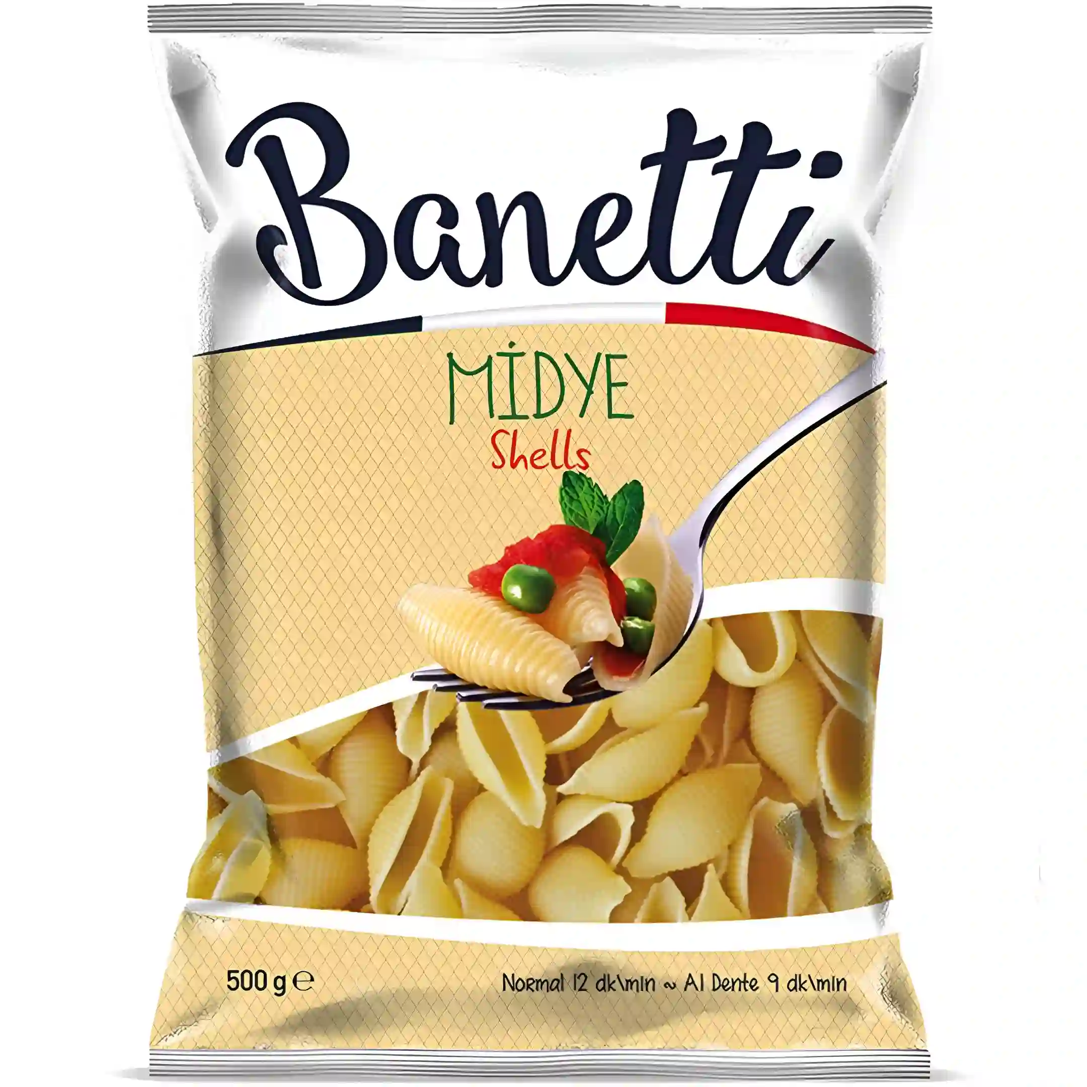 ماکارونی فرمی صدفی بانتی Banetti Midye بسته ۵۰۰ گرمی