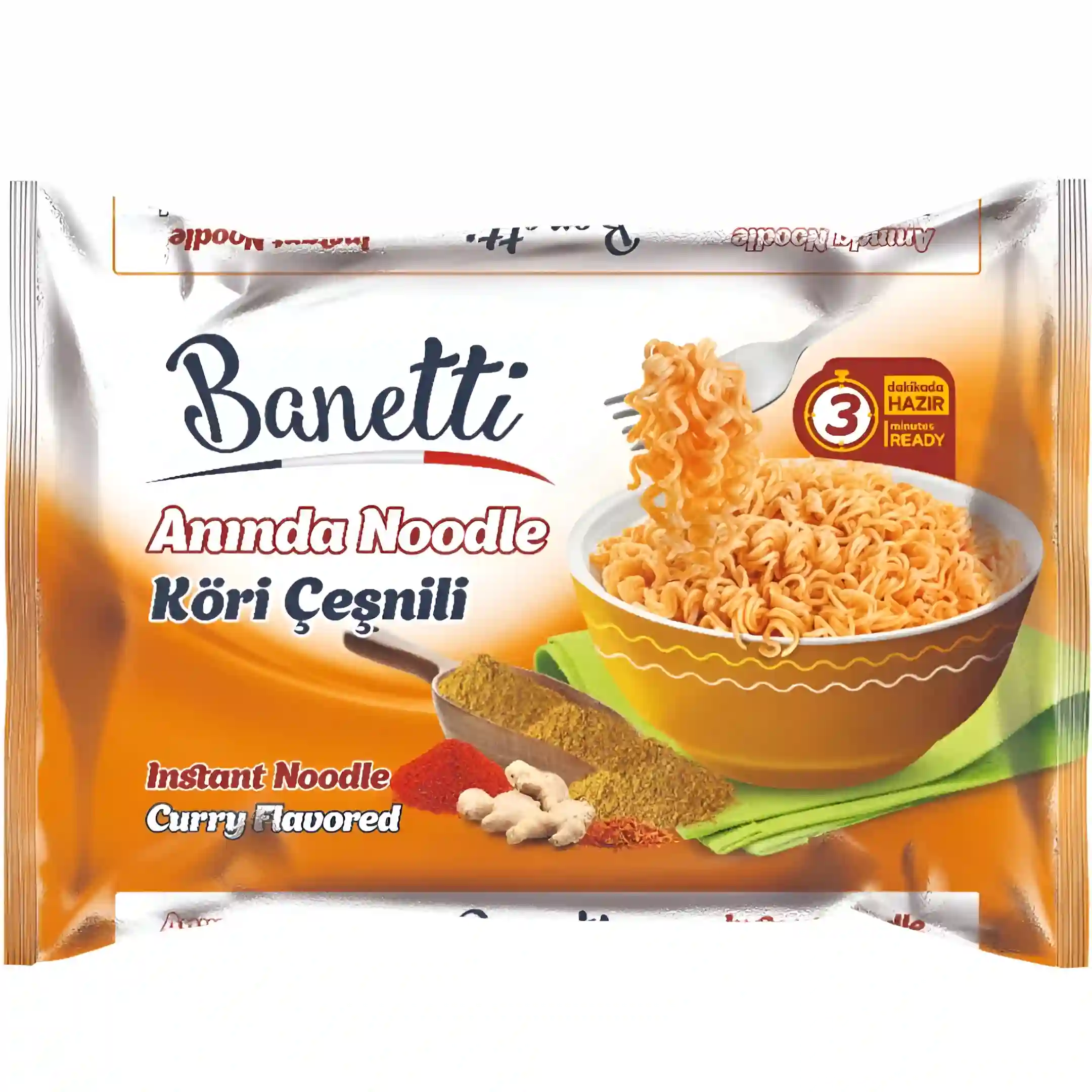 نودل آماده بانتی Banetti با طعم ادویه کاری وزن 75 گرم