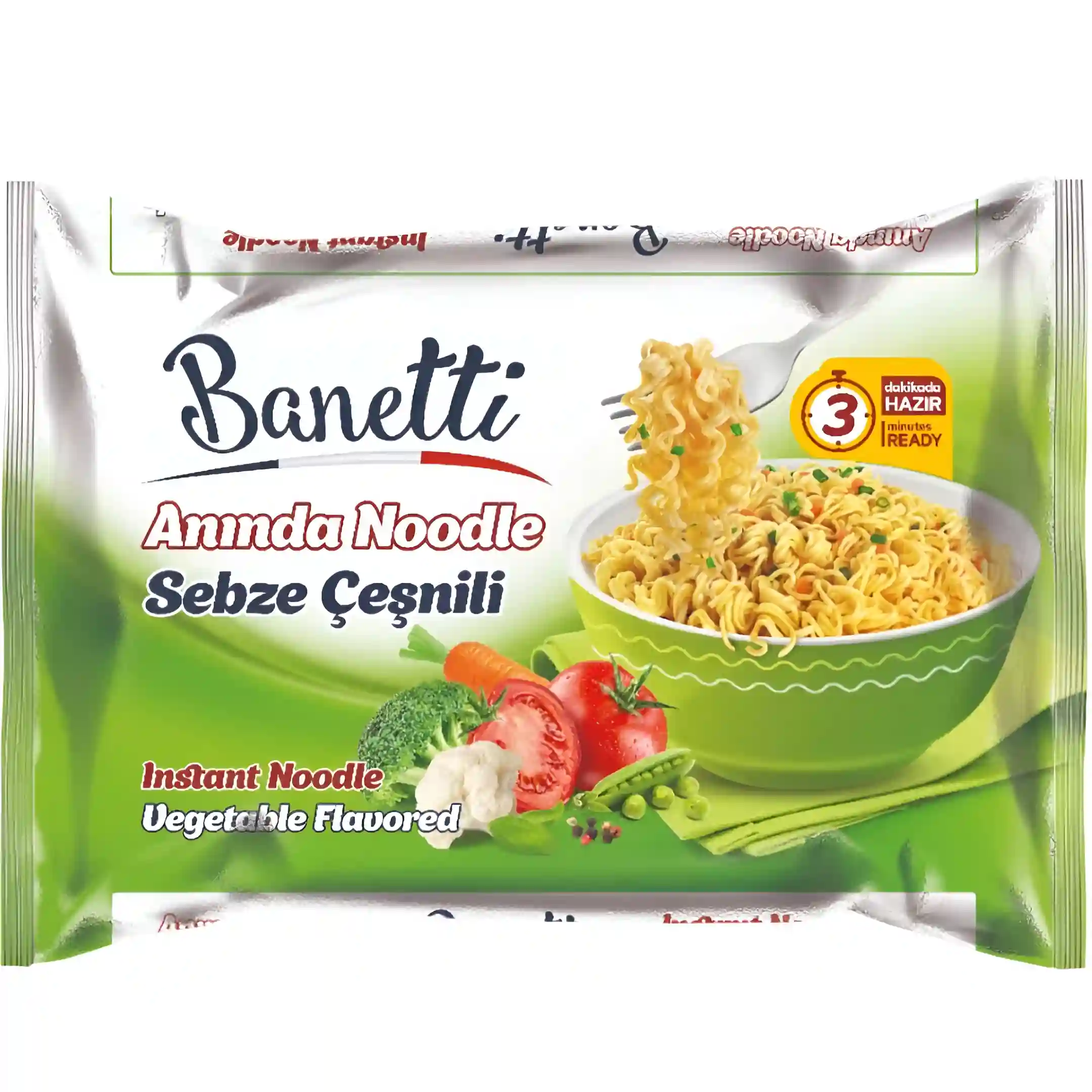 نودل آماده بانتی Banetti با طعم سبزیجات وزن 75 گرم