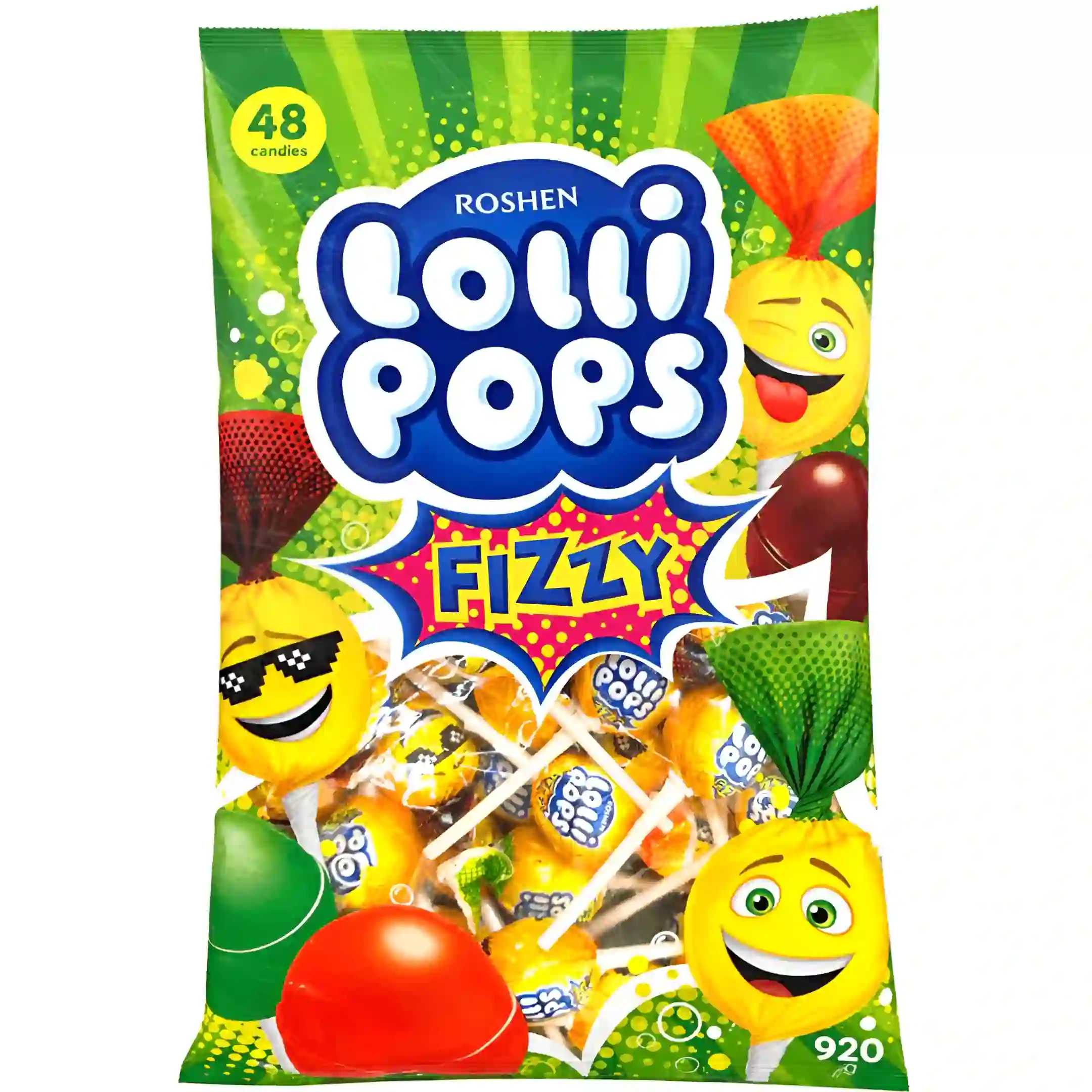 آبنبات چوبی روشن لالی پاپس Roshen Lolli Pops با طعم میکس کوکتل 48 عددی