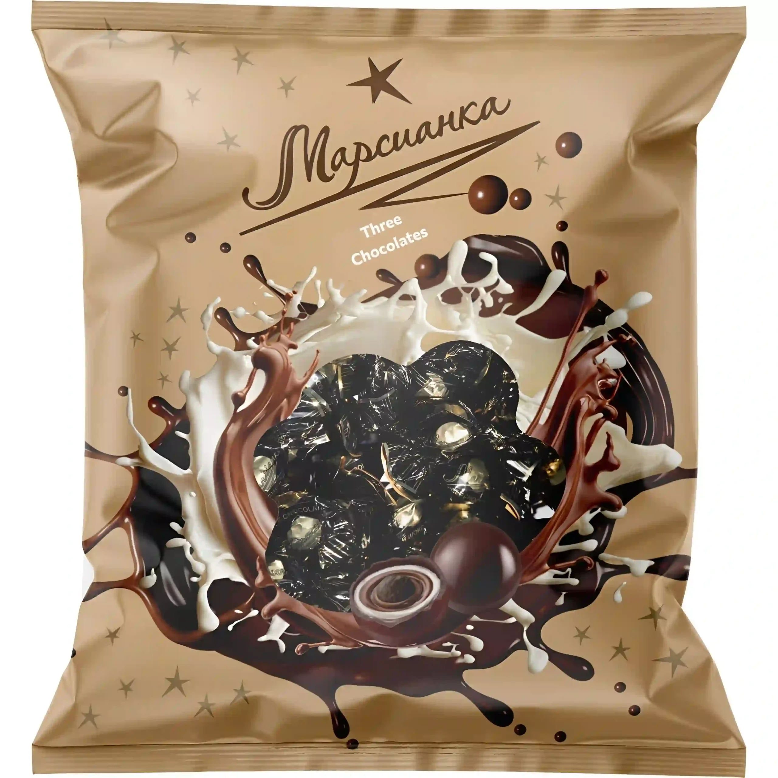 شکلات مارسیانکا با مغز سه لایه شکلاتی Marsianka Three Chocolates بسته 1 کیلویی
