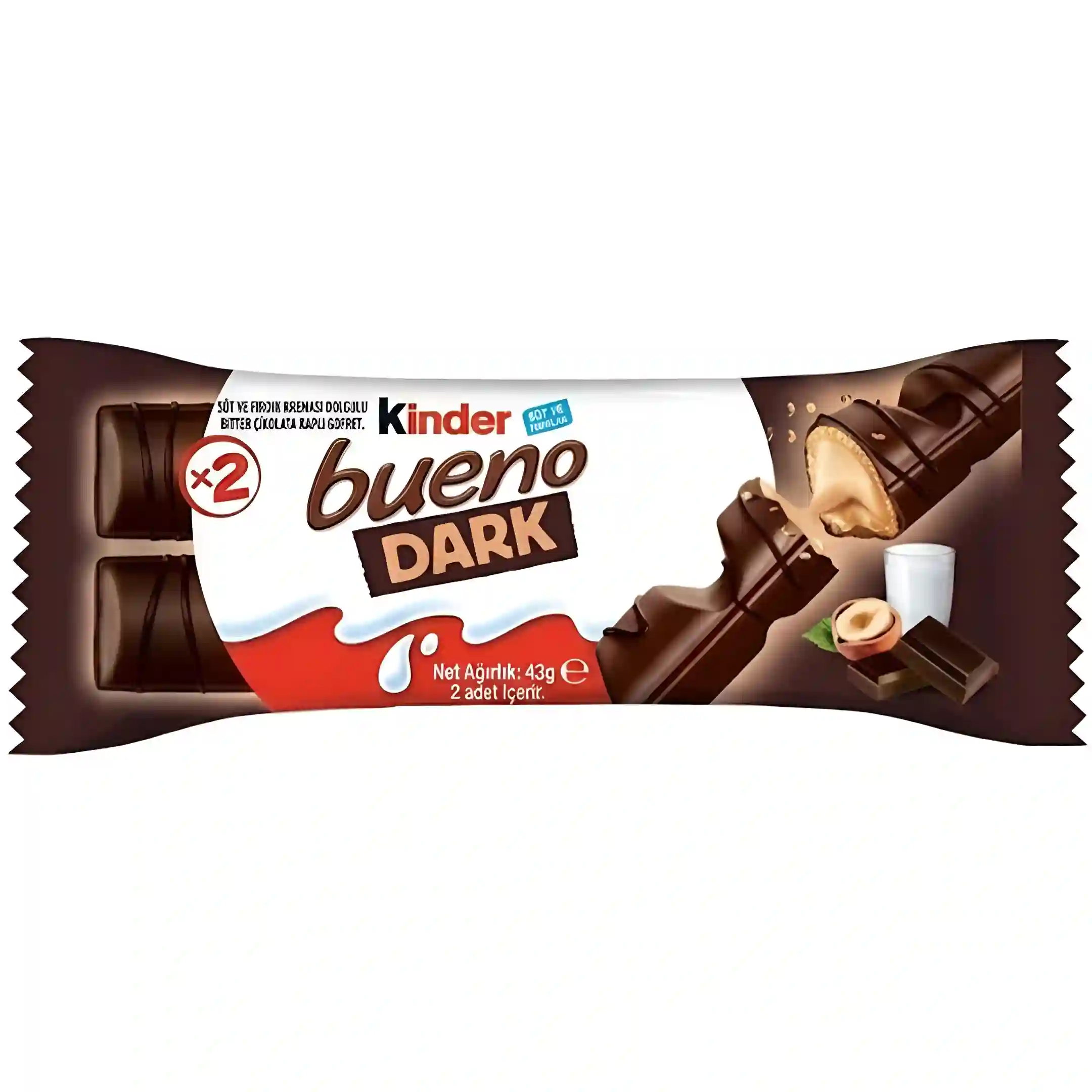 ویفر شکلاتی کیندر بوینو دارک با مغز کرم فندقی Kinder Bueno Dark وزن ۲5 گرم 3 عددی