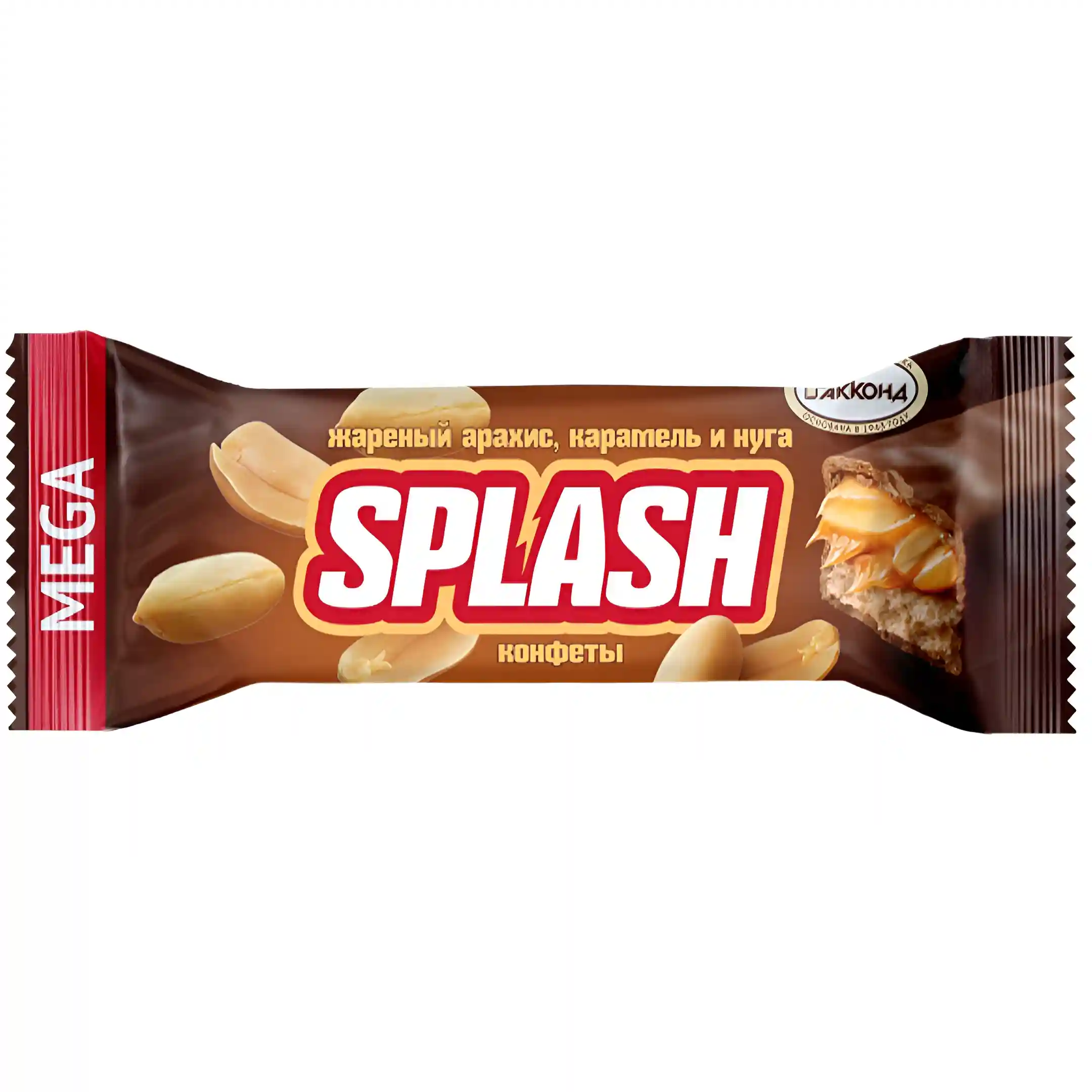شکلات مغزدار اسپلش آکوند با مغز بادام زمینی سرخ شده و کارامل و نوقا Akkond Splash بسته 500 گرمی