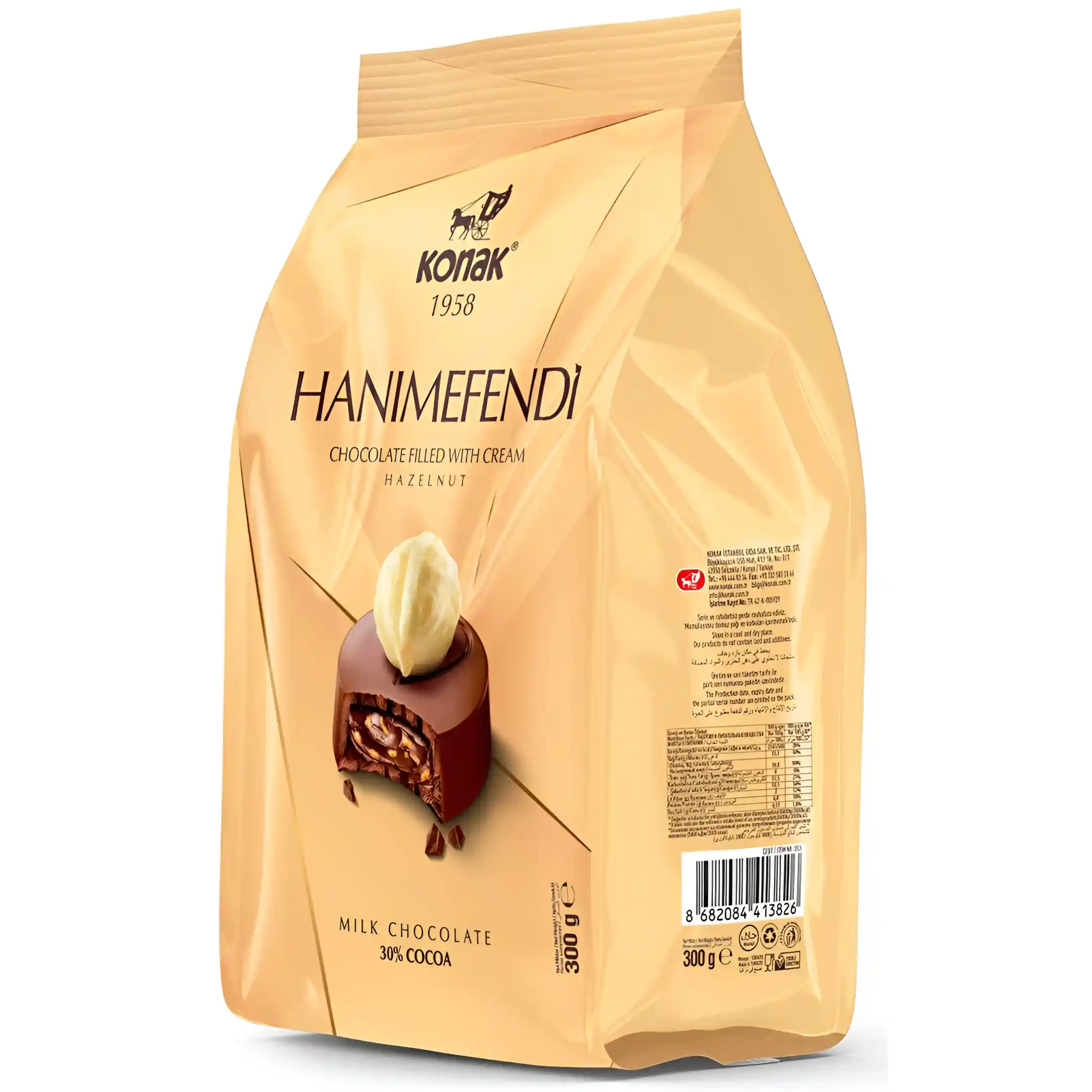 شکلات شیری کوناک هانم افندی با مغز فندقی Konak Hanimefendi Hazelnut بسته 300 گرمی