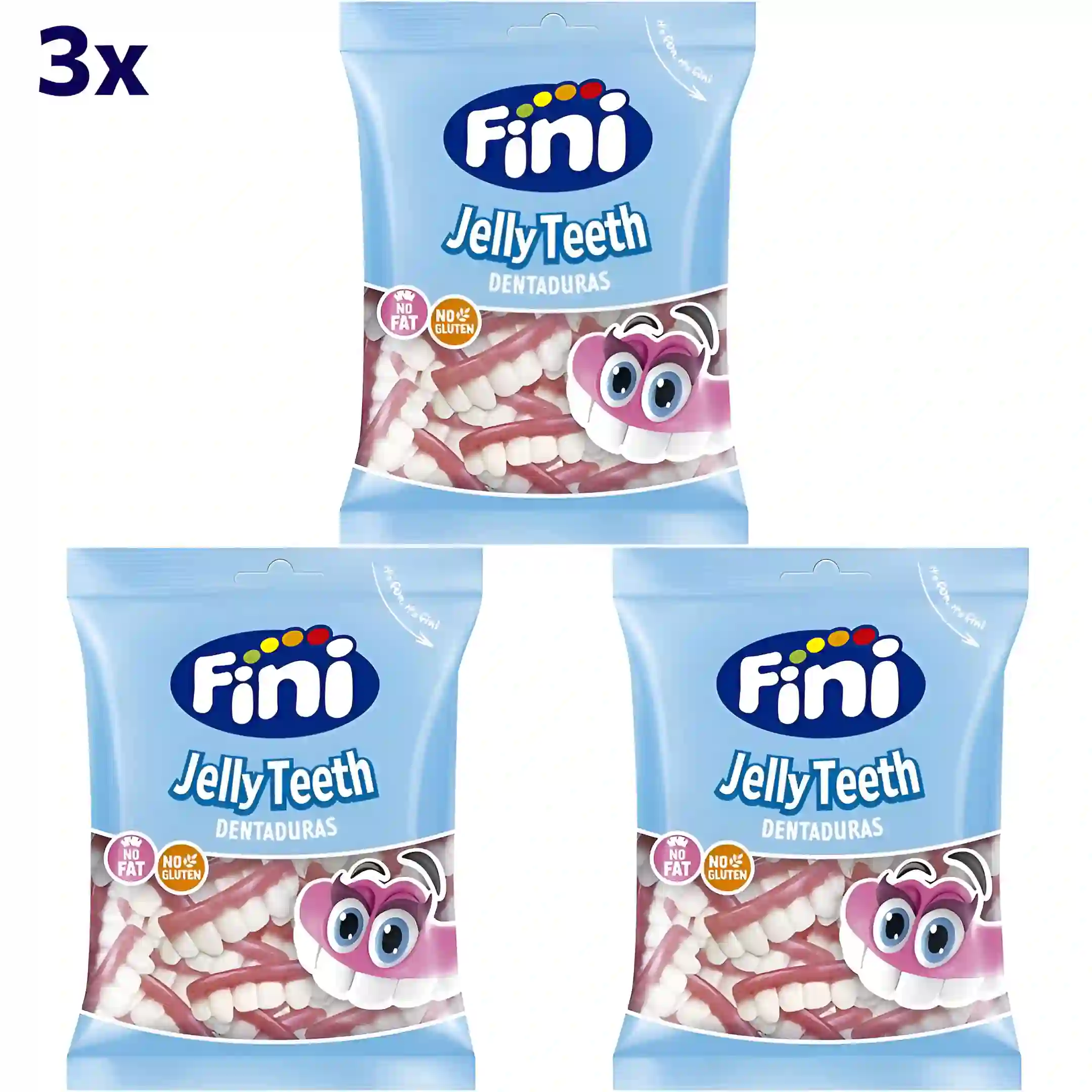 پاستیل طرح دندان فینی بدون گلوتن و چربی Fini Jelly Teeth وزن 90 گرم 3 عددی