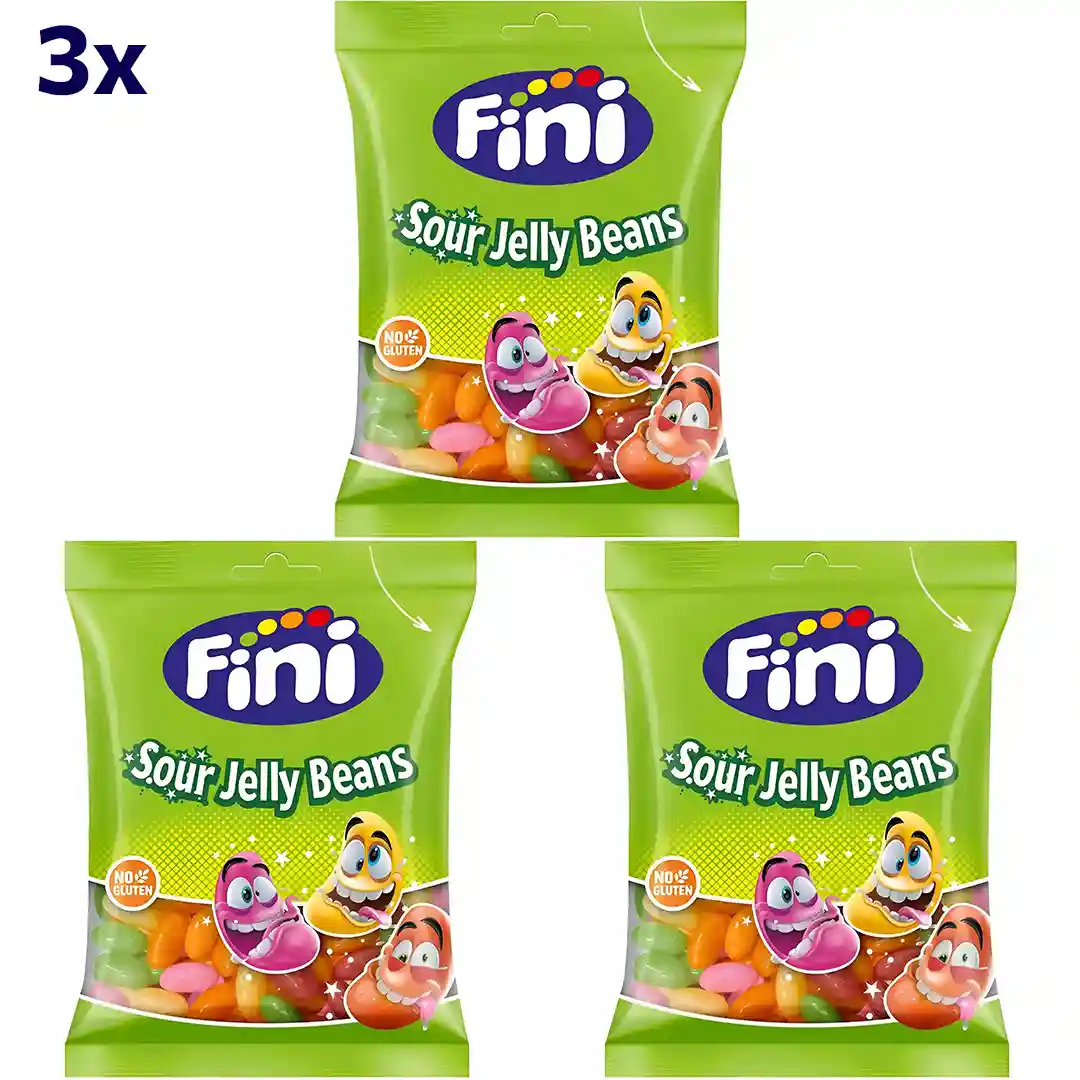 پاستیل ترش لوبیایی فینی بدون گلوتن Fini Sour Jelly Beans وزن 90 گرم 3 عددی