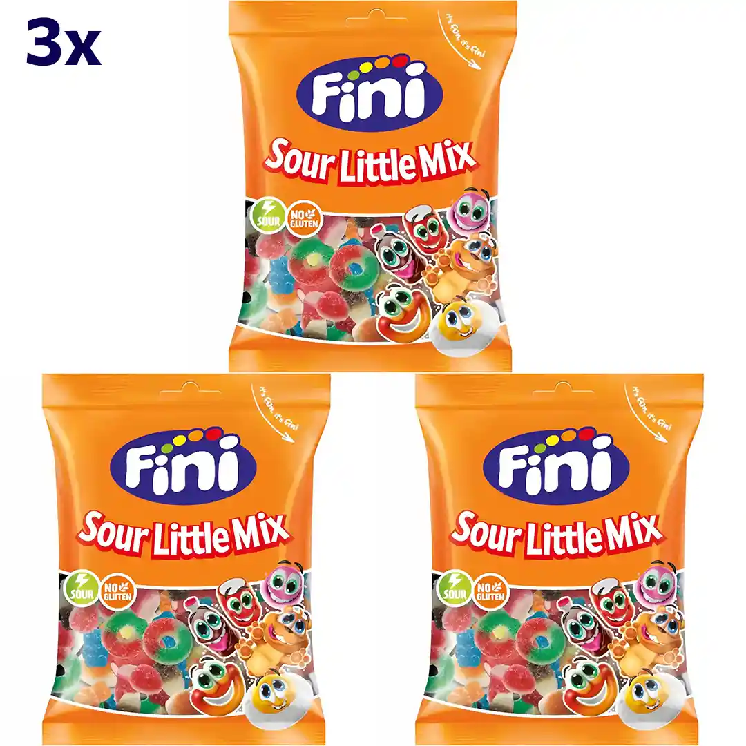 پاستیل میکس ترش فینی بدون گلوتن Fini Sour Little Mix وزن ۹۰ گرم 3 عددی