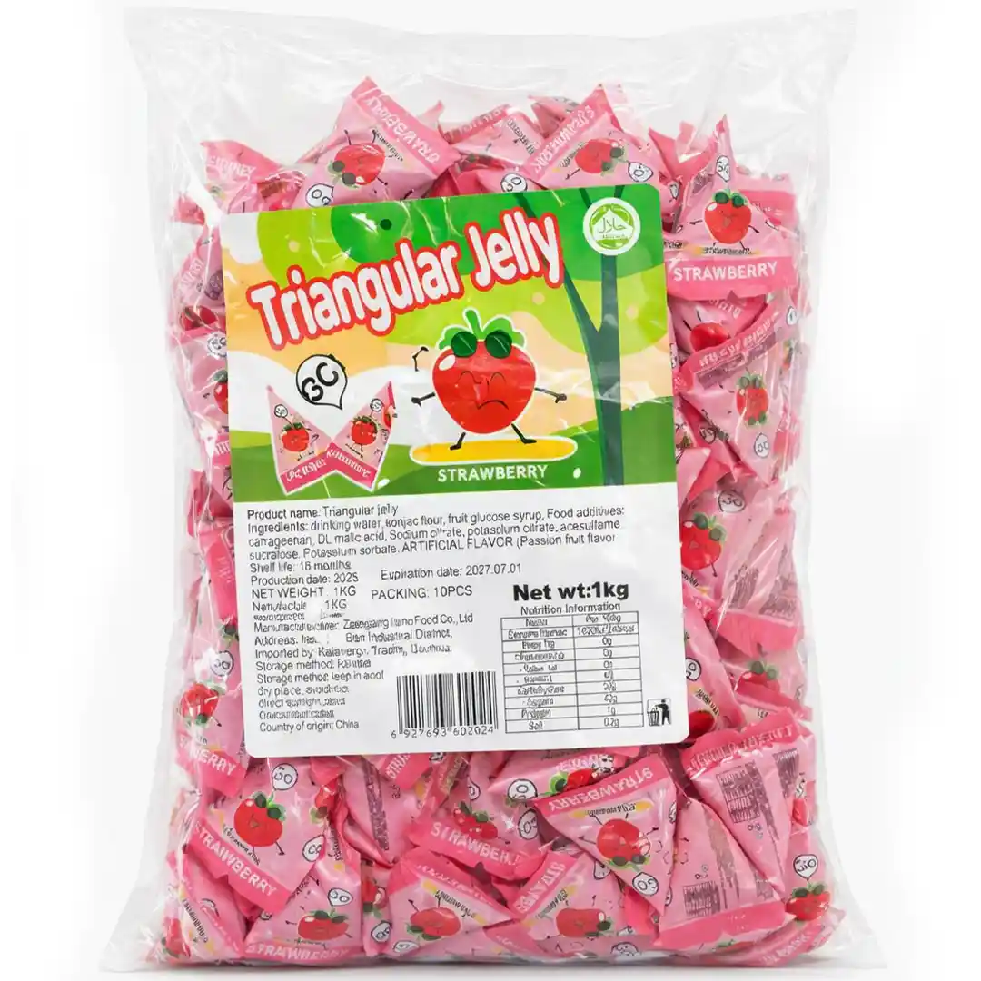 ژله مثلثی با طعم توت فرنگی Triangular Jelly بسته 1 کیلویی