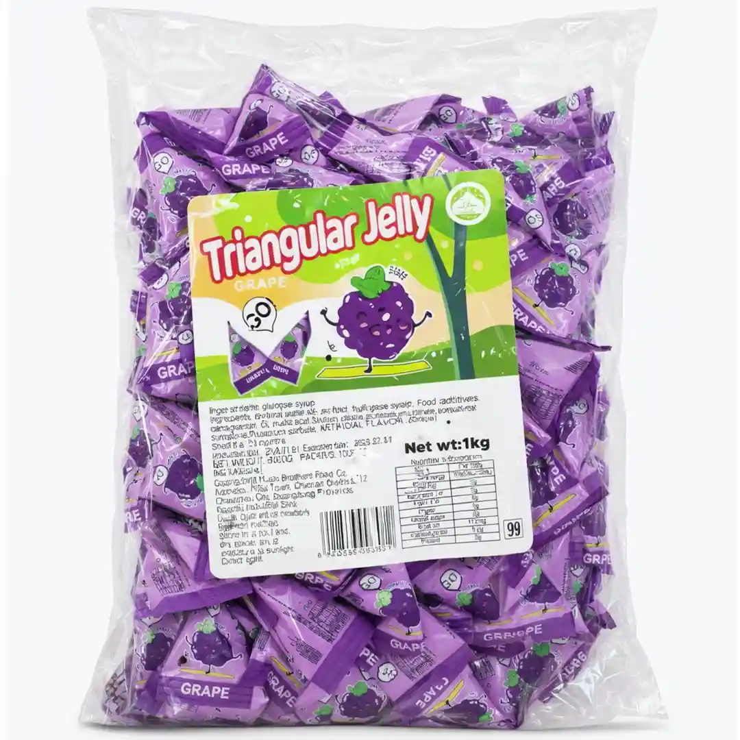 ژله مثلثی با طعم انگور Triangular Jelly بسته 1 کیلویی
